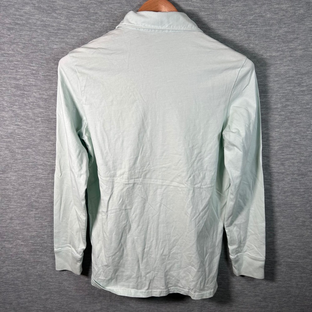 Criquet Long Sleeve Polo Shirt Mens SMint Green Organic Cotton Preppy Frat USA - Picture 3 of 7